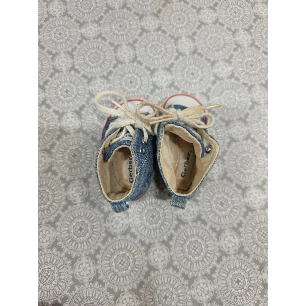 Gerber Baby Shoes Denim‎ High Top Sneakers Infant Pre Walker Crib Shoes 3
